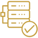 Server icon with a checkmark symbol.