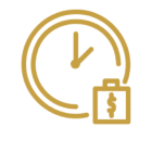 Clock and briefcase with dollar sign icon.